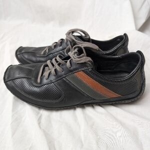 Cole Haan Leather Oxford Sneakers. Black With Grey/Brown Stripes. Classic.Sz 9.5